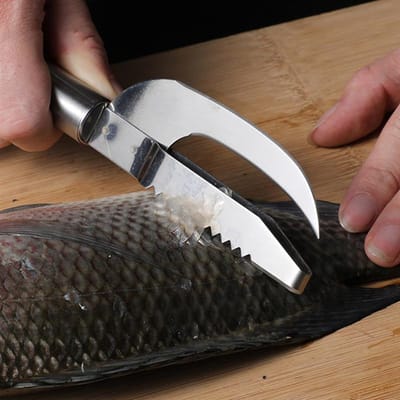 2-in-1 Vis Huid Borstel Snel Verwijderen Vis Schaal Schraper Schaaf Gereedschap Vis Schraper Visserij Mes Schoonmaak Gereedschap Keuken Area Accessoires white