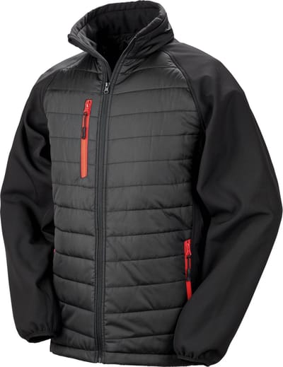 Black Compass gewatteerde softshelljas heren 'Result' Black/Red - XXL