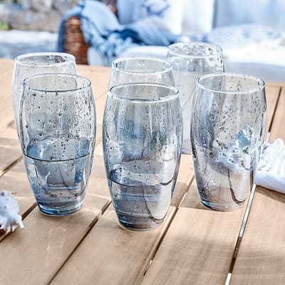 LOBERON Glas set van 6 Kampala blauw/grijs
