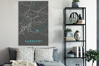 Canvas schilderij 90x140 cm - Wanddecoratie Kaart – Plattegrond – Stadskaart – Aarschot – België - Grijs - Muurdecoratie woonkamer - Slaapkamer decoratie - Kamer accessoires - Schilderijen