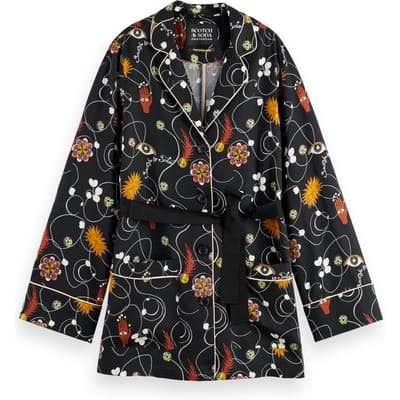 Scotch & Soda Free Mind Printed Pyjama Blazer Free Mind Maat: S | Nachtmode Outlet | Dames | Zwart