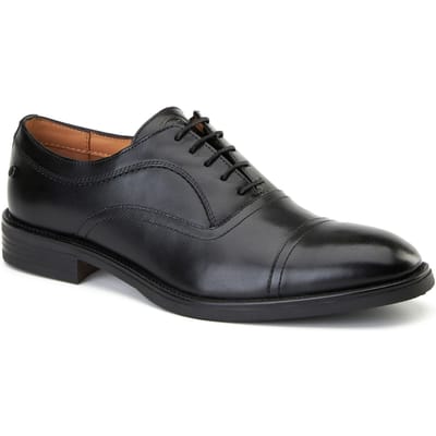 Base London Leren Heren zwarte Oxford schoenen met revers