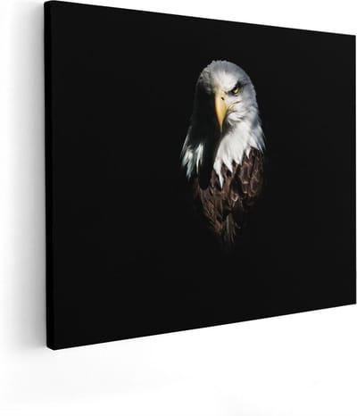 Artaza Canvas Schilderij Arend - 50x40 cm - Wanddecoratie Dierenkop - Muurdecoratie Vogel - Kamer Accessoires