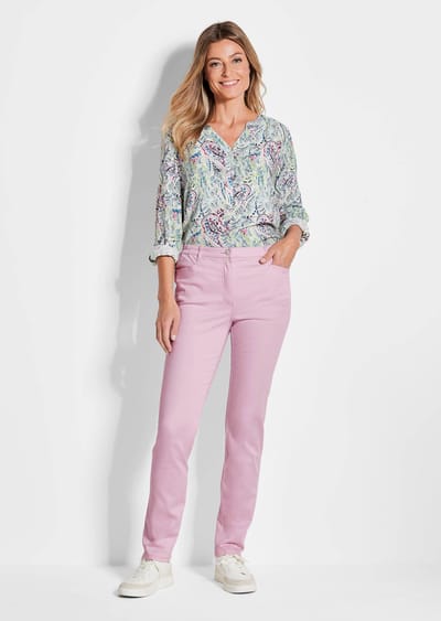 Satijnen katoenen broek LOUISA COMFORT+ - rosé - Gr. 40 van Goldner Fashion