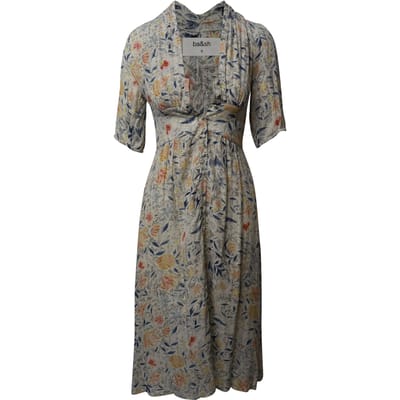 Ba&Sh Midi-jurk met bloemenprint en diepe V-hals in veelkleurige viscose