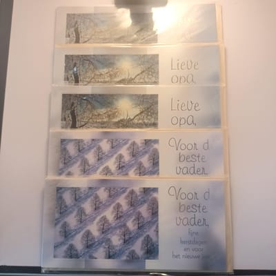 5 Kerst Nieuwjaar Wenskaarten - Speciale Tekst Kaart Vader Opa - Kerstmis - Christmas - Weihnachten - Noel - Rechthoek 10x21cm - Met Envelop - 2 Motieven - Hallmark