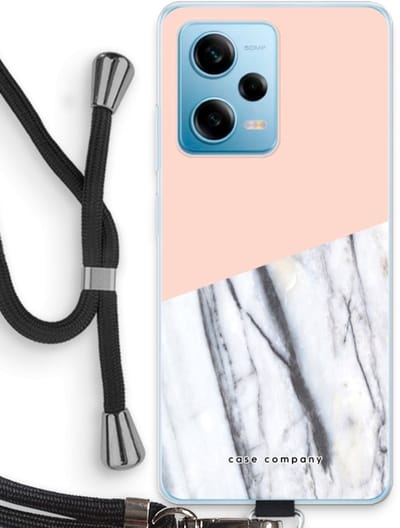 Case Company® - Hoesje met koord geschikt voor Xiaomi Redmi Note 12 Pro 5G hoesje met Koord - A touch of peach - Telefoonhoesje met Zwart Koord - Bescherming aan alle Kanten en Over de Schermrand