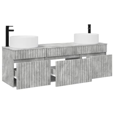 vidaXL - Badkamerkast - set - 3 - st - Betongrijs - 49 - x - 44,5 - x - 65,5 - cm