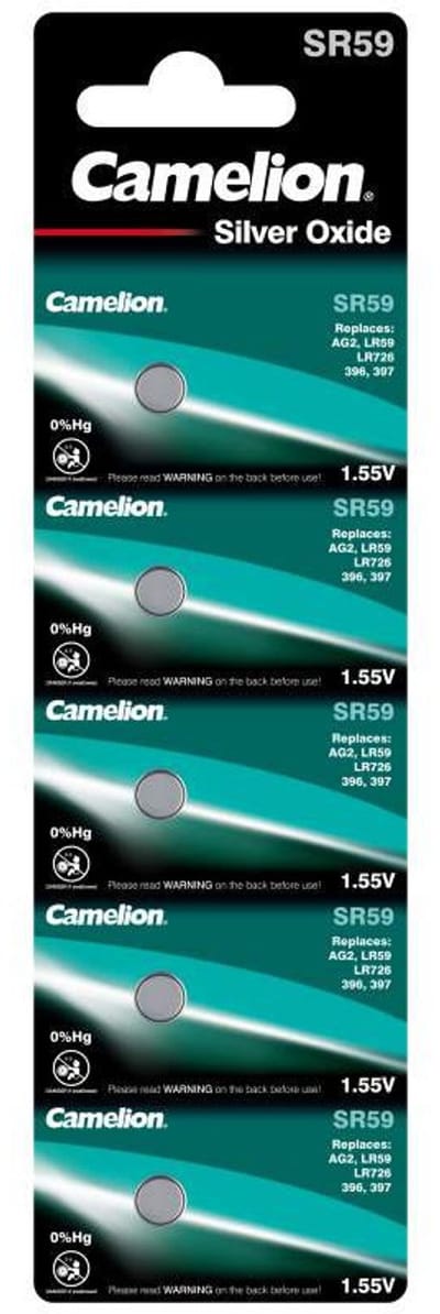 SR59 Zilveroxide Knoopcel 1.55V - Blister 5 stuks - Vervangt 396, 397, SR726SW en V396