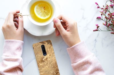 OnePlus 7 Pro TPU Siliconen Hoesje Marmer Creme