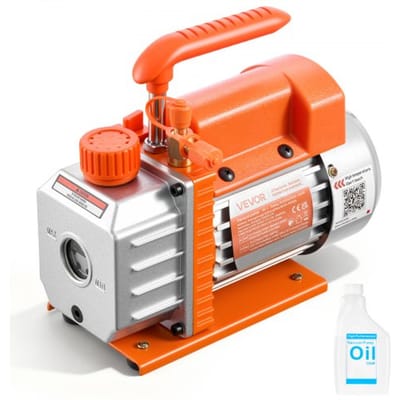 VEVOR vacuümpomp, 3,5 CFM 99 l/min, 1-traps, 180 W, geschikt voor R134a, R22 en R410a systemen, 4-polige motor, voor het onderhoud van auto-airconditioningsystemen en het ontgassen van harsen, incl. olie.