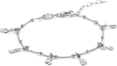 New Bling - 9NB-1413 - zilveren armband met muziek bedels - 925 sterling silver - rhodium plated