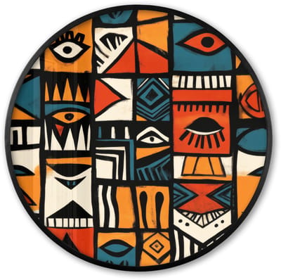Poster in lijst Rond - Fotolijst 60x60 cm - Posters - Abstract - Gezichten - Mozaïek - Ronde posterlijst zwart - Decoratie - Wanddecoratie woonkamer - Muurdecoratie slaapkamer