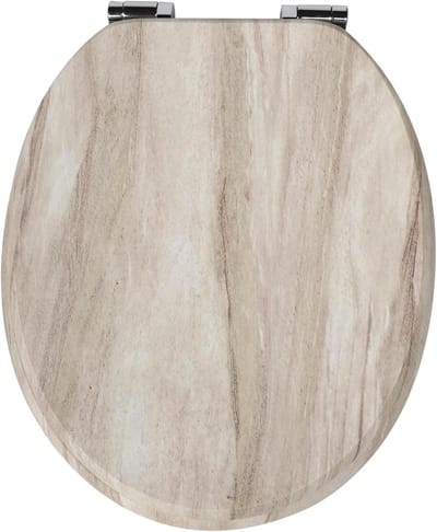 Toiletbril MDF - WC-bril Deksel - Stil Sluiten - Hygiënisch Oppervlak - 435 x 378 cm - Houtlook