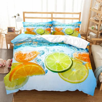 Citroen Dekbedovertrek Set Vers Fruit Patroon Dekbedovertrek Tweepersoons Eenpersoons Kingsize Voor Kinderen Tieners Volwassenen Beddengoed Set Dekbedovertrek 200x200cm