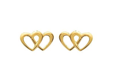 Montebello Oorbellen Double OG - Dames - Zilver Verguld - Hart - 11x7mm