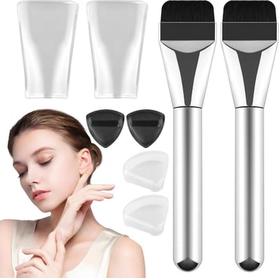 Set van 2 Ultra Dunne Foundationkwasten, Plat en Herbruikbaar voor Foundation, Concealer en Poeder Make-up