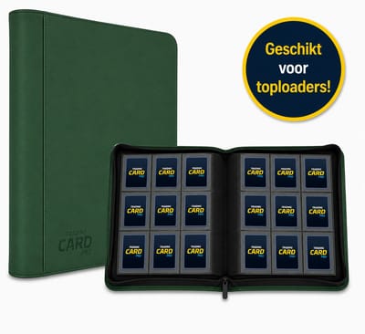 TradingCardPro® Toploader Verzamelmap met Ritssluiting - Geschikt voor Pokemon kaarten – 288 Kaarten – 16 pagina’s – 9 Pocket - Binder – Groen