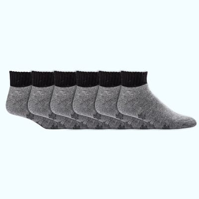 Korte sokken | Wollen sokken | Gevoerd | Anti-slip | Grijs | 6 paar