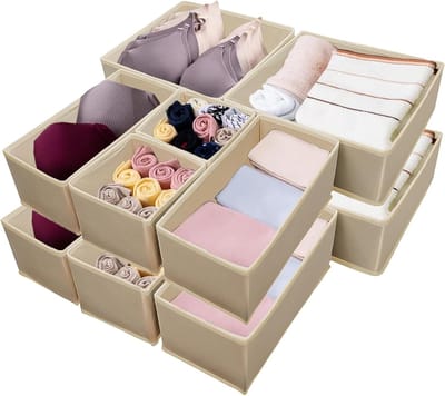 Famanu – Kledingkast-organizer set van 12, opvouwbare ladeverdelers voor shirts, sokken en ondergoed