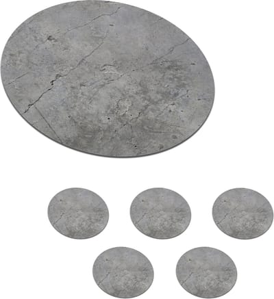 Onderzetters voor glazen - Rond - Patronen - Beton - Oud - 10x10 cm - Glasonderzetters - 6 stuks