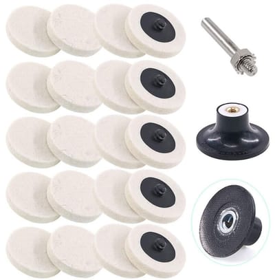 Allecto - Gecomprimeerde Wollen Polijstpads - 21 stuks - Perfect voor Polijstprojecten - 2 inch - Inclusief Houder - Voor Diverse Toepassingen