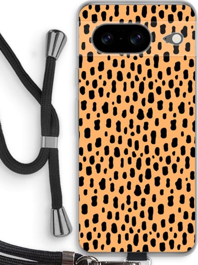 Case Company® - Hoesje met koord geschikt voor Google Pixel 8 hoesje met Koord - Panter - Telefoonhoesje met Zwart Koord - Bescherming aan alle Kanten en Over de Schermrand