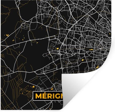 Muurstickers - Sticker Folie - Kaart – Stadskaart – Mérignac - Plattegrond – Frankrijk - 100x100 cm - Plakfolie - Muurstickers Kinderkamer - Zelfklevend Behang XXL - Zelfklevend behangpapier - Stickerfolie