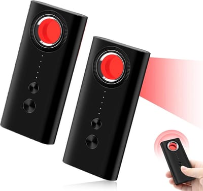 Verborgen-Cameradetector - 2 Stuks - Camera Detector - Anti-Spion Detector - 5 Niveaus Gevoeligheid - Opladen via USB - Auto Gps Tracker Detector - Bescherming Tegen Spionagecamera's - Draagbaar - Geschikt Voor Hotels, Kantoren En Toiletten - Zwart