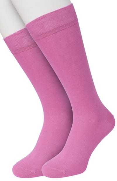 Bonnie Doon Basic Sokken Heren Roze maat 40/46 - 2 paar - Basis Katoenen Sok - Gladde Naden - Brede Boord - Uitstekend Draagcomfort - Perfecte Pasvorm - 2-pack - Multipack - Effen - Roze - Pink - OL6324012.316