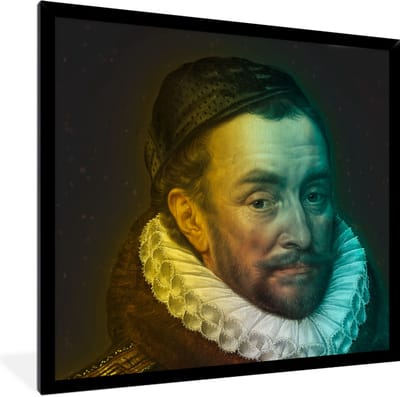 Fotolijst incl. Poster - Willem van Oranje - Kunst - Verf - 40x40 cm - Posterlijst