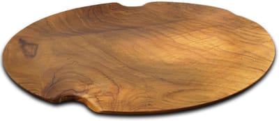 Rico & Plato Teakhouten Borden set “Bourgogne” – Ø 34 cm (2 stuks) – Luxe houten onderleggers & dienbladen + Gratis Spatel “Bistro”