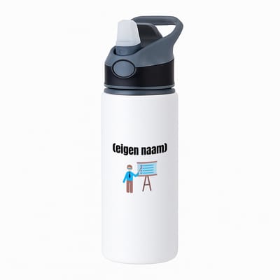 Hacebo® - docent met checklist met eigen naam waterfles met rietje zwart - Docent - meesters of juffen - collega's - verjaardag - afscheidscadeau - geschenk - kado - water fles - 650ML