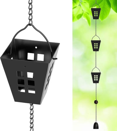 Regenketting - Waterafvoer Ketting - Decoratieve Watergeleiding - Roestbestendige Coating - 330 cm Lengte - Zwart