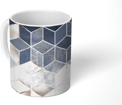 Mok - Koffiemok - Kubus - Goud - Luxe - Patronen - Mokken - 350 ML - Beker - Koffiemokken - Theemok