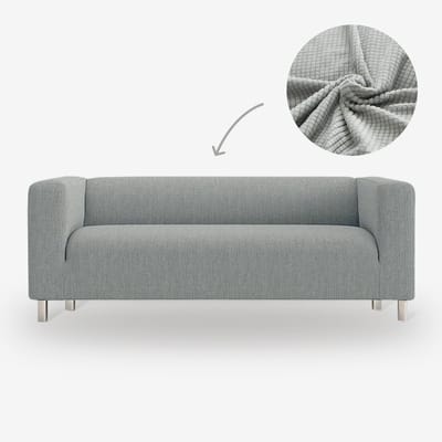 Knitted Bankhoes Hoge Armleuning – Size M1 (80-130cm) – Colour Lichtgrijs– Stretch Sofa Cover – Bankbeschermer | BankhoesDiscounter