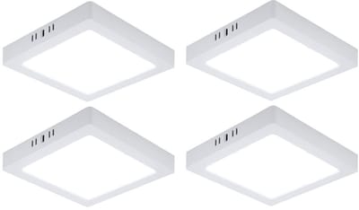 LED plafondlamp woonkamerlamp ganglamp opbouw paneel vierkante keukenlamp, wit kunststof, 18W 1980lm 6500K koel wit, L 21,4 cm, set van 4
