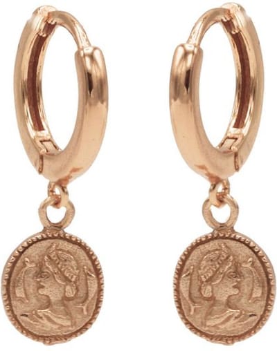Karma Oorbellen Hinge Hoops Coin Roségoudkleurig