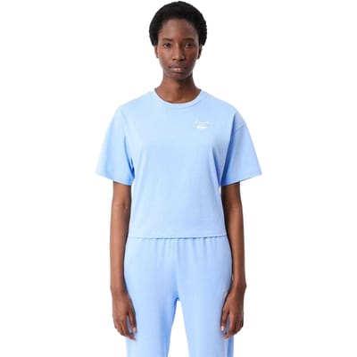 Lacoste Dames/Dames Logo Zwaar Katoen Relaxed Fit T-shirt (Lichtblauw)