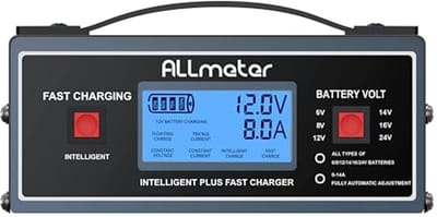 Volautomatische acculader voor 6/8/12/14/16/24 V - LCD-display, ideaal voor gel-, AGM- en standaardbatterijen