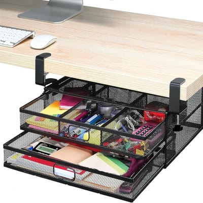 Onderbouw Lade - Bureau Organizer - Kantoor Thuis - Verstelbare Scheidingswanden - 27 x 22 x 14 cm - Zwart