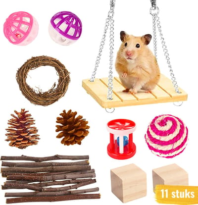 Knaagdieren Speelgoed Pakket - 11 stuks - Knaagdieren Set - Hamster Speelgoed - Cavia speelgoed - Speeltjes