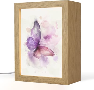 Nachtlampje 15x20 cm - Kinder lampje - Vlinder - Paars - Pastel kleuren - Tafellamp kinderkamer - Slaapkamer lamp - Bedlamp kinderen - Kinderlampje stopcontact - Wandlamp babykamer - Nachtlampjes