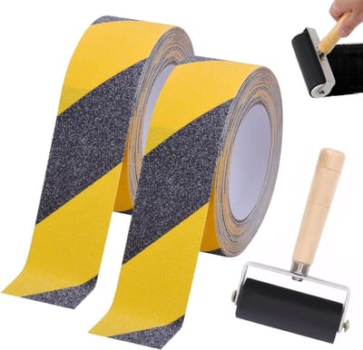 Anti-slip Tape in Zwart-Geel - Zelfklevende Veiligheidstape voor Binnen en Buiten, Ideaal voor Trappen en Loopvlakken (1 Rol)