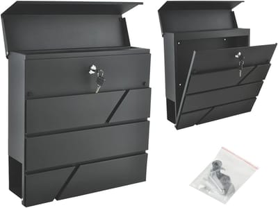 Large steel metal outdoor front door mailbox wall mounted 6238 - A4 size