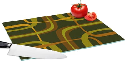 Glazen Snijplank - 39x28 - Jaren 70 - Retro - Groen - Snijplanken Glas