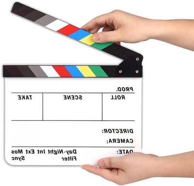 Professionele Studio Camera Fotografie Video Acryl Droogwisbord Filmklapper met Kleuren Sticks (9.8x11.8") voor Regisseurs en Filmmakers