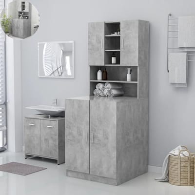 Wasmachine ombouw - Kast - Opbouwmeubel - Verhoger - Wasmachine meubel - Opbergkast - Hout - Betongrijs