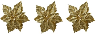 Kerstboomversiering Kerstster - 6x - 23 cm - goud glitter - op clip - ornament - ster