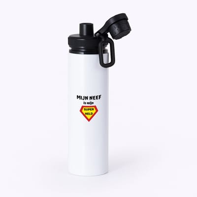 Hacebo® - mijn neef is mijn superheld waterfles met draaidop zwart - Neef - super held - verjaardag - cadeautje voor neef - neef artikelen - kado - geschenk - water fles - 850ML